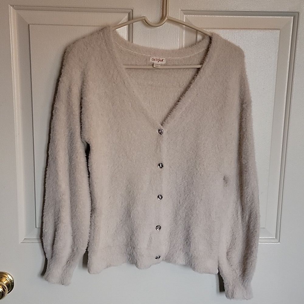 Cat & Jack Cream colored cardigan sweater for girls, XL(14-16).